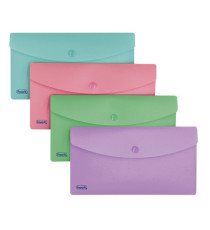 Buste con bottone - PPL - 9,9 x 21 cm - colori assortiti Pastel - Favorit - conf. 5 pezzi Buste con bottone - PPL - 9,9 x 21 cm - colori assortiti Pastel - Favorit - conf. 5 pezzi