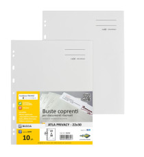 Buste con foratura universale Atla Privacy - per documenti riservati - 22 x 30 cm - bianco - Sei Rota - conf. 10 pezzi