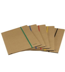 Cartella 3 lembi con elastico piatto colorato - 25 x 35 cm - dorso variabile - cartoncino - avana - Starline