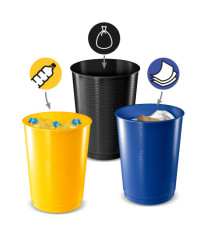 Cestino raccolta differenziata - 40 L - giallo/blu/nero - Cep - set 3 pezzi Cestino raccolta differenziata - 40 L - giallo/blu/nero - Cep - set 3 pezzi