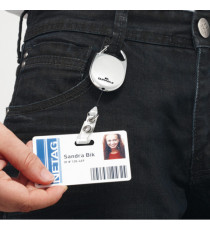 Chiocciola YO-YO Style per portabadge - bianco - filo retrattile 80 cm - Durable - conf. 10 pezzi