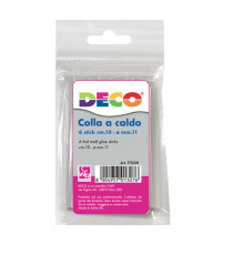 Colla per pistola grande - ø 11 mm - lunghezza 10 cm - Deco - conf. 6 pezzi Colla per pistola grande - ø 11 mm - lunghezza 10 cm - Deco - conf. 6 pezzi