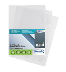 Cartelline a L Pratic - Superior - PPL - liscio - 22 x 30 cm - trasparente - Favorit - conf. 50 pezzi