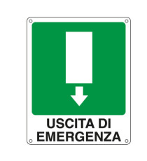 Cartello segnalatore - 25x31 cm - USCITA DI EMERGENZA - alluminio - Cartelli Segnalatori