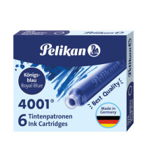 Cartucce inchiostro 4001 (TP/6)  - lunghezza 39mm - blu - Pelikan  - conf. 6 pezzi Cartucce inchiostro 4001 (TP/6)  - lunghezza 39mm - blu - Pelikan  - conf. 6 pezzi