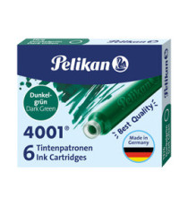 Cartucce inchiostro 4001 (TP/6)  - lunghezza 39mm - verde scuro - Pelikan  - conf. 6 pezzi Cartucce inchiostro 4001 (TP/6)  - lunghezza 39mm - verde scuro - Pelikan  - conf. 6 pezzi