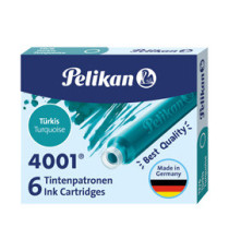 Cartucce inchiostro 4001 (TP/6) -  lunghezza 39mm - turchese - Pelikan - scatola 6 cartucce