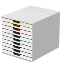 Cassettiera 10 cassetti colorati varicolor - bianco ghiaccio - 2,5cm - Durable Cassettiera 10 cassetti colorati varicolor - bianco ghiaccio - 2,5cm - Durable