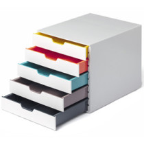 Cassettiera 5 cassetti colorati - bianco ghiaccio - cassetti 5 cm - Durable Cassettiera 5 cassetti colorati - bianco ghiaccio - cassetti 5 cm - Durable