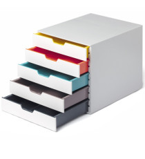 Cassettiera 5 cassetti colorati - bianco ghiaccio - cassetti 5 cm - Durable Cassettiera 5 cassetti colorati - bianco ghiaccio - cassetti 5 cm - Durable