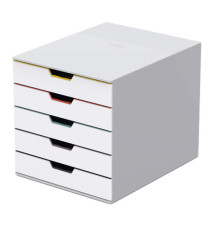 Cassettiera 5 cassetti colorati - bianco ghiaccio - cassetti 5 cm - Durable Cassettiera 5 cassetti colorati - bianco ghiaccio - cassetti 5 cm - Durable