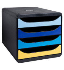 Cassettiera Big Box Bee Blue - 4 cassetti A4 - nero/multicolore - Exacompta Cassettiera Big Box Bee Blue - 4 cassetti A4 - nero/multicolore - Exacompta