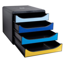 Cassettiera Big Box Bee Blue - 4 cassetti A4 - nero/multicolore - Exacompta Cassettiera Big Box Bee Blue - 4 cassetti A4 - nero/multicolore - Exacompta