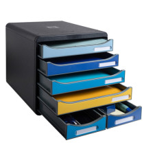 Cassettiera Big Box Maxi Bee Blue - 6 cassetti A4 - nero/multicolore - Exacompta Cassettiera Big Box Maxi Bee Blue - 6 cassetti A4 - nero/multicolore - Exacompta