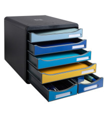 Cassettiera Big Box Maxi Bee Blue - 6 cassetti A4 - nero/multicolore - Exacompta Cassettiera Big Box Maxi Bee Blue - 6 cassetti A4 - nero/multicolore - Exacompta
