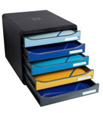 Cassettiera Big Box Plus Bee Blue - 5 cassetti A4 - nero/multicolore - Exacompta Cassettiera Big Box Plus Bee Blue - 5 cassetti A4 - nero/multicolore - Exacompta