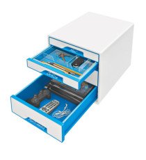 Cassettiera Cube - 28,7 x 27 x 36,3 cm - 4 cassetti - bianco/azzurro - Leitz Cassettiera Cube - 28,7 x 27 x 36,3 cm - 4 cassetti - bianco/azzurro - Leitz