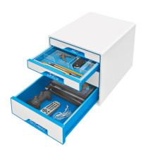 Cassettiera Cube - 28,7 x 27 x 36,3 cm - 4 cassetti - bianco/azzurro - Leitz Cassettiera Cube - 28,7 x 27 x 36,3 cm - 4 cassetti - bianco/azzurro - Leitz