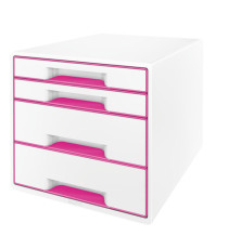 Cassettiera Cube - 28,7 x 27 x 36,3 cm - 4 cassetti - bianco/rosa - Leitz Cassettiera Cube - 28,7 x 27 x 36,3 cm - 4 cassetti - bianco/rosa - Leitz