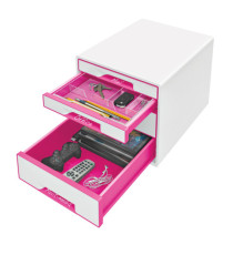 Cassettiera Cube - 28,7 x 27 x 36,3 cm - 4 cassetti - bianco/rosa - Leitz Cassettiera Cube - 28,7 x 27 x 36,3 cm - 4 cassetti - bianco/rosa - Leitz
