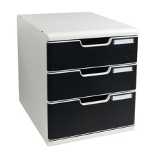 Cassettiera Modulo A4 - 28,8 x 32 x 35 cm - 3 cassetti - grigio/nero - Exacompta Cassettiera Modulo A4 - 28,8 x 32 x 35 cm - 3 cassetti - grigio/nero - Exacompta