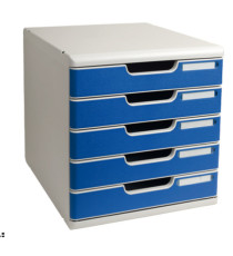 Cassettiera Modulo A4 - 28,8 x 32 x 35 cm - 5 cassetti - grigio/blu - Exacompta Cassettiera Modulo A4 - 28,8 x 32 x 35 cm - 5 cassetti - grigio/blu - Exacompta