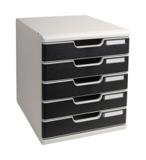 Cassettiera Modulo A4 - 28,8 x 32 x 35 cm - 5 cassetti - grigio/nero - Exacompta Cassettiera Modulo A4 - 28,8 x 32 x 35 cm - 5 cassetti - grigio/nero - Exacompta