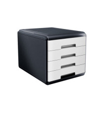 Cassettiera Mydesk - 29,5 x 38,5 x 28,2 cm - 4 cassetti da 4,5 cm - grigio/bianco - Arda