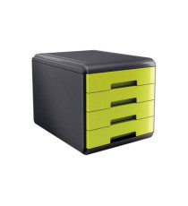 Cassettiera Mydesk - 29,5 x 38,5 x 28,2 cm - 4 cassetti da 4,5 cm - grigio/verde - Arda