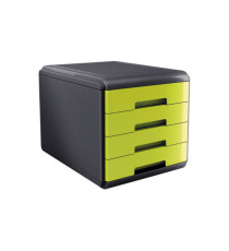 Cassettiera Mydesk - 29,5 x 38,5 x 28,2 cm - 4 cassetti da 4,5 cm - grigio/verde - Arda