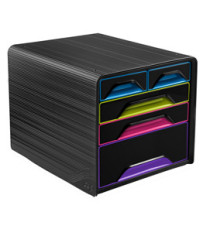 Cassettiera Smoove - 36 x 28,8 x 27 cm - 5 cassetti misti - nero/multicolore - Cep Cassettiera Smoove - 36 x 28,8 x 27 cm - 5 cassetti misti - nero/multicolore - Cep