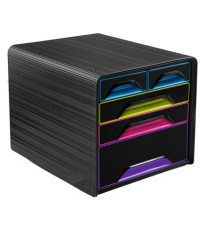 Cassettiera Smoove - 36 x 28,8 x 27 cm - 5 cassetti misti - nero/multicolore - Cep Cassettiera Smoove - 36 x 28,8 x 27 cm - 5 cassetti misti - nero/multicolore - Cep