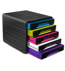Cassettiera Smoove - 36 x 28,8 x 27 cm - 5 cassetti standard - nero/multicolore - Cep