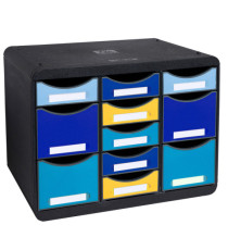 Cassettiera Store-Box Multi Bee Blue - 11 cassetti - nero/multicolore - Exacompta Cassettiera Store-Box Multi Bee Blue - 11 cassetti - nero/multicolore - Exacompta