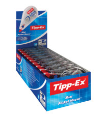 Correttore a nastro Mini Pocket Mouse - 5mm x 6mt - trasparente - Tipp Ex - box 10 correttori Correttore a nastro Mini Pocket Mouse - 5mm x 6mt - trasparente - Tipp Ex - box 10 correttori