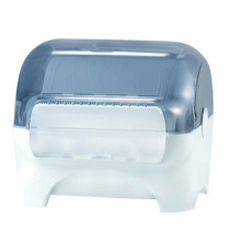 Dispenser carenato da banco Wiperbox per bobine asciugatutto - 34x31,5x36 cm - bianco/azzurro trasparente - Mar Plast Dispenser carenato da banco Wiperbox per bobine asciugatutto - 34x31,5x36 cm - bianco/azzurro trasparente - Mar Plast