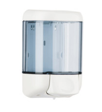 Dispenser da muro per sapone liquido - 12,8x11,2x20,5 cm - capacità 1 L -  bianco/azzurro trasparente - Mar Plast Dispenser da muro per sapone liquido - 12,8x11,2x20,5 cm - capacità 1 L -  bianco/azzurro trasparente - Mar Plast