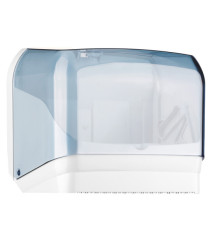 Dispenser per asciugamani in rotolo/fogli - 30x19,5x25,1 cm - plastica - bianco/azzurro trasparente - Mar Plast Dispenser per asciugamani in rotolo/fogli - 30x19,5x25,1 cm - plastica - bianco/azzurro trasparente - Mar Plast