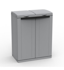 Contenitore EcoCab 2 per raccolta differenziata - 68x39x88,7 cm - 2 portasacco da 110 L ciascuno - grigio/nero - Terry