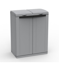 Contenitore EcoCab 2 per raccolta differenziata - 68x39x88,7 cm - 2 portasacco da 110 L ciascuno - grigio/nero - Terry