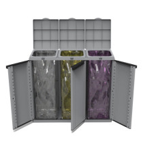 Contenitore EcoCab 3 per raccolta differenziata - 102x39x88,7 cm - 3 portasacco da 110 L ciascuno - Terry
