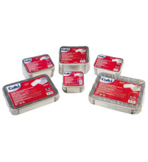 Contenitore in alluminio - 21,2 x 14,7 x 4 cm - 2 porzioni - coperchio incluso - Cuki Professional - pack 50 pezzi