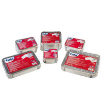 Contenitore in alluminio - 31,5 x 21,5 x 4,2 cm - 6 porzioni - coperchio incluso - Cuki Professional - pack 25 pezzi