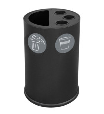 Contenitore tondo per raccolta differenziata - con divisiorio bicchieri - 50 L - nero - Stilcasa Contenitore tondo per raccolta differenziata - con divisiorio bicchieri - 50 L - nero - Stilcasa