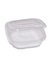 Contenitori in PP - con coperchio incernierato - 15,5 x 15,5 x 3,7 cm - Europack - conf. 50 pezzi