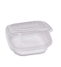 Contenitori in PP - con coperchio incernierato - 15,5 x 15,5 x 3,7 cm - Europack - conf. 50 pezzi