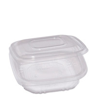 Contenitori in PP - con coperchio incernierato - 15,5 x 15,5 x 3,7 cm - Europack - conf. 50 pezzi