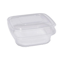 Contenitori in PP - con coperchio incernierato - 18,5 x 18,5 x 5,2 cm - Europack - conf 50 pezzi