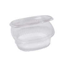 Contenitori ovali in PET - con coperchio incernierato - 14 x 11,9 x 5 cm - Europack - pack 50 pezzi
