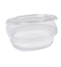 Contenitori ovali in PET - con coperchio incernierato - 18 x 15,1 x 6,5 cm - Europack - conf. 50 pezzi
